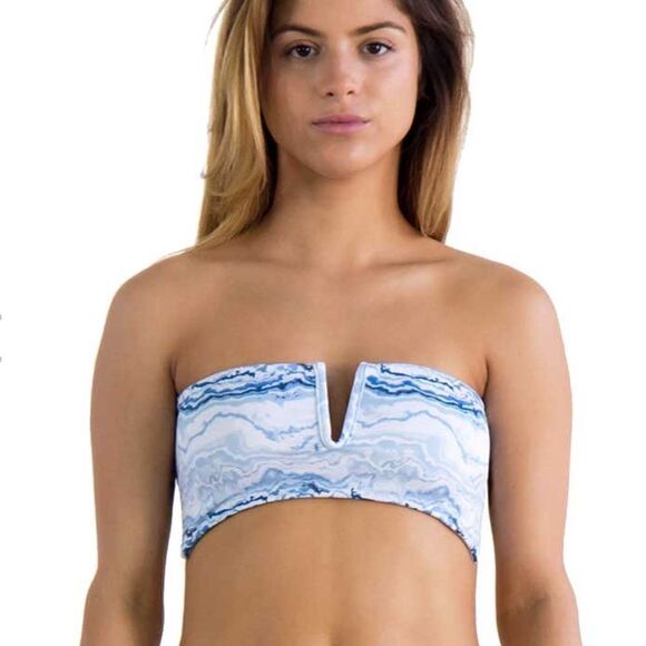 Nirvanic Swim Zara Bandeau Bikini Top in Crystal Waves Blue White Women’s Large - Picture 1 of 5